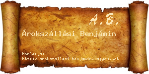 Árokszállási Benjámin névjegykártya